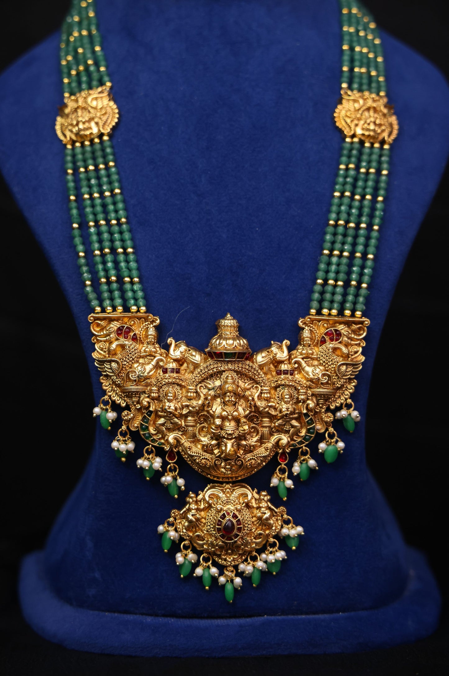 Royal Heritage Semi-Bridal Gold Replica Long Haram Set with earrings