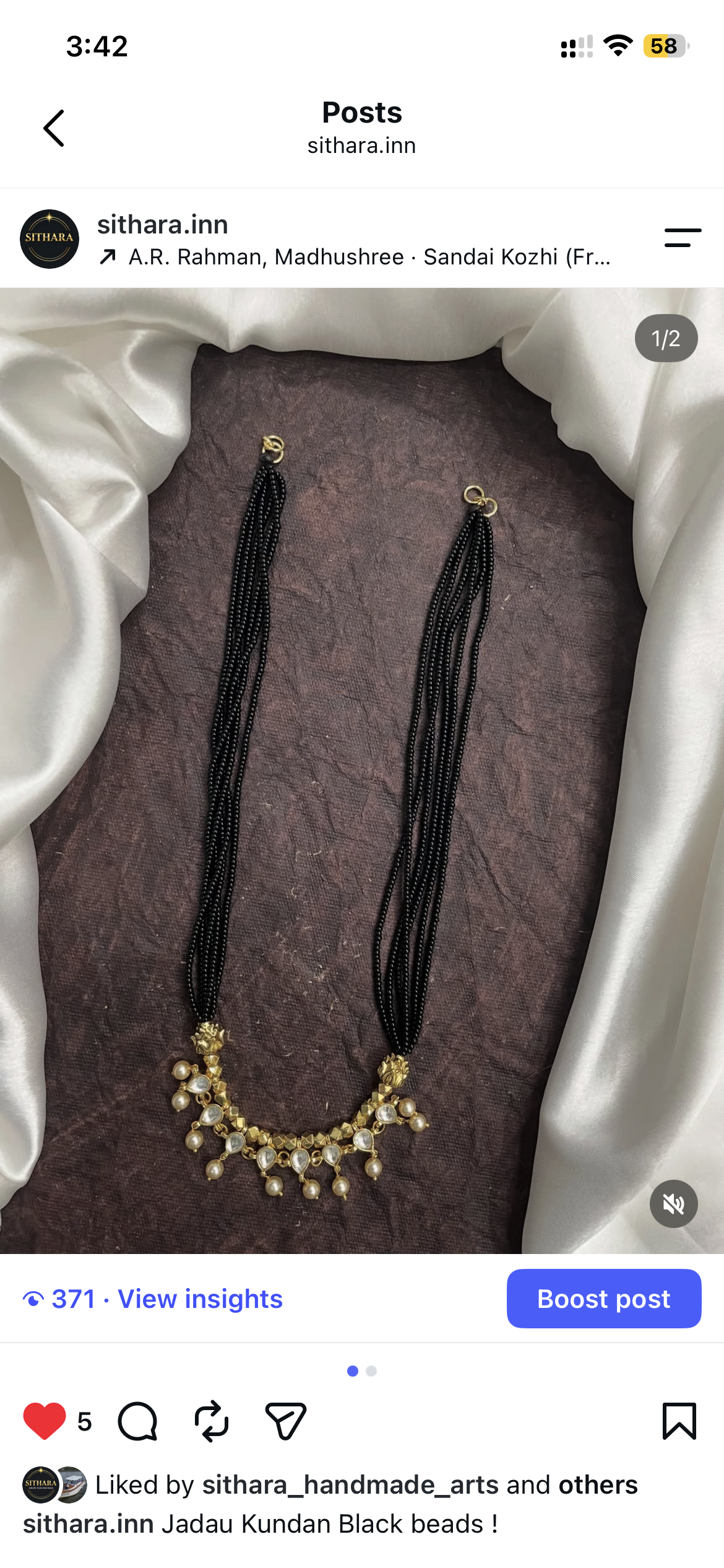 Traditional Jadau Kundan Black beads