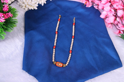 Taiwan coral brush painted handmade swaroski neckset