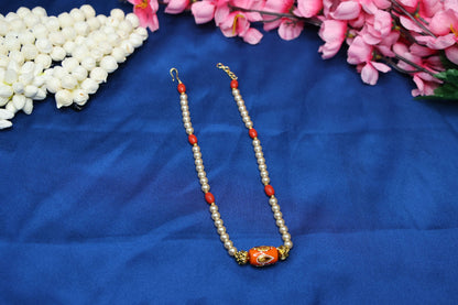 Taiwan coral brush painted handmade swaroski neckset