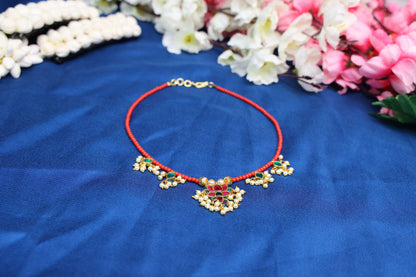 Contemporary Lotus Jadau Short Necklace