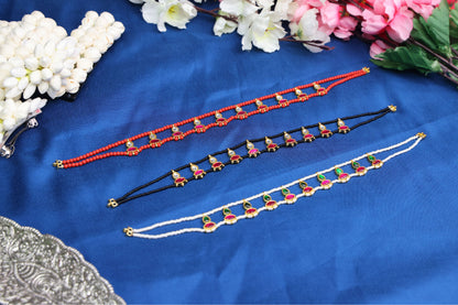 Cute Jadau Pendant Choker | Dainty Kundan Festive Neckpiece