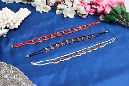 Cute Jadau Pendant Choker | Dainty Kundan Festive Neckpiece