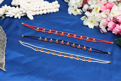 Cute Jadau Pendant Choker | Dainty Kundan Festive Neckpiece