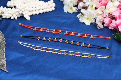 Cute Jadau Pendant Choker | Dainty Kundan Festive Neckpiece