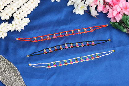 Cute Jadau Pendant Choker | Dainty Kundan Festive Neckpiece