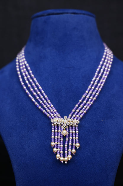 Carat Replica Polki Pendant CZ Purple Maala