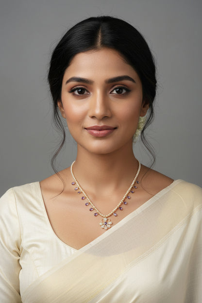 Modern Polki Design Neckset featuring Swarovski pearls