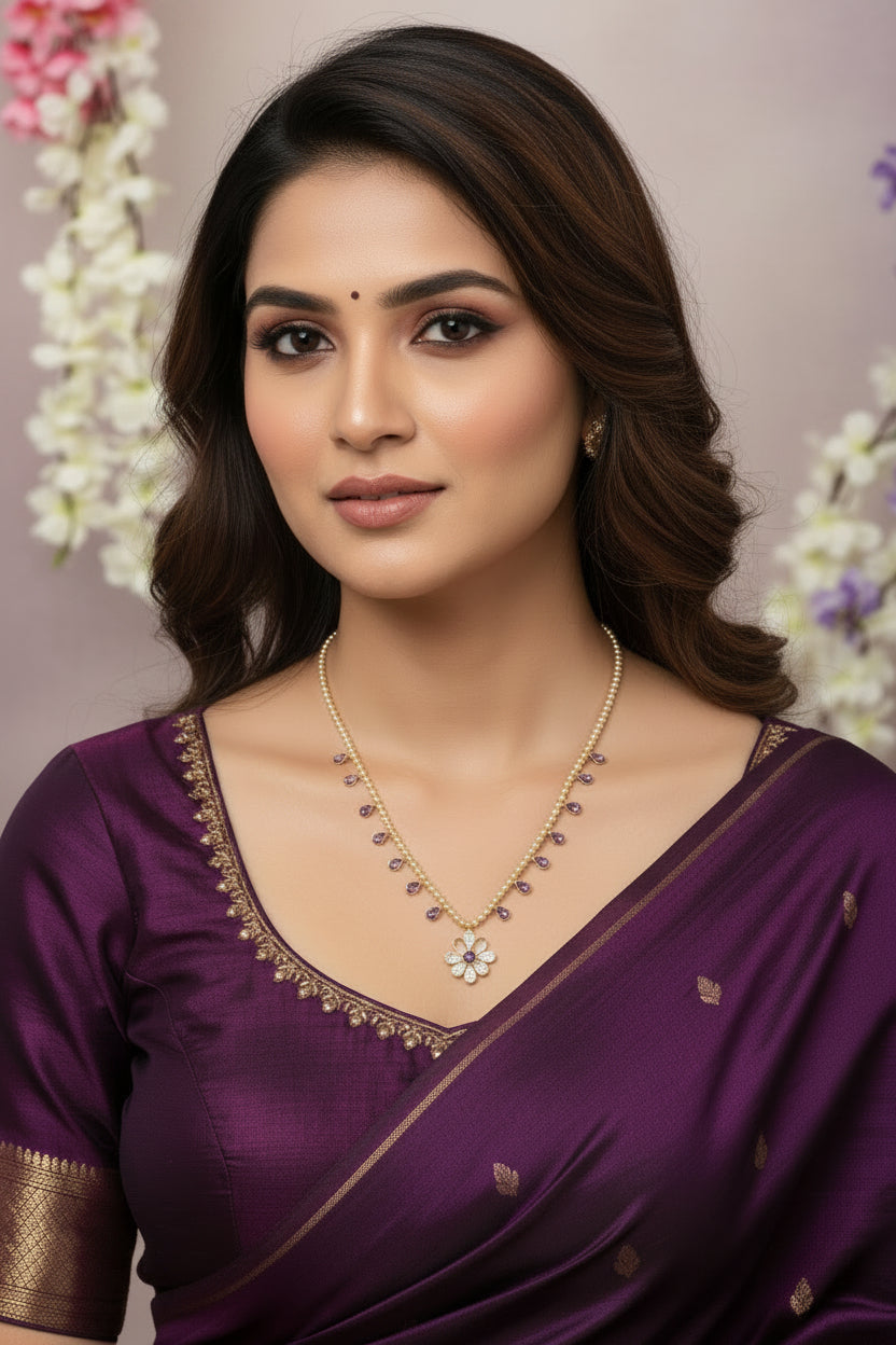 Modern Polki Design Neckset featuring Swarovski pearls