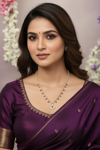 Modern Polki Design Neckset featuring Swarovski pearls