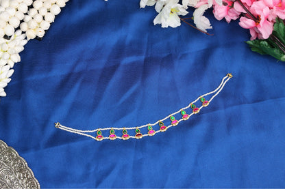Cute Jadau Pendant Choker | Dainty Kundan Festive Neckpiece