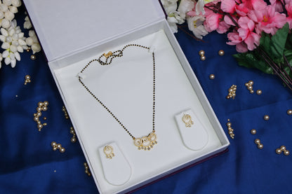Elegant premium Diamond Look Alike Black Beads with earrings