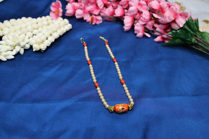 Taiwan coral brush painted handmade swaroski neckset