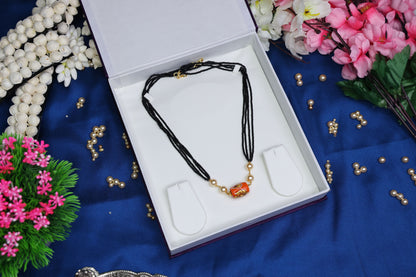 Trending Taiwan Coral Bunch Layered Black Beads Necklace