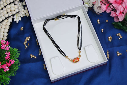 Trending Taiwan Coral Bunch Layered Black Beads Necklace