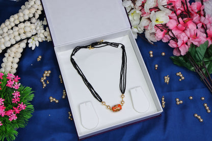 Trending Taiwan Coral Bunch Layered Black Beads Necklace