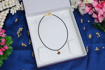 Cute Duck Motif Jadau Black Beads Short Chain