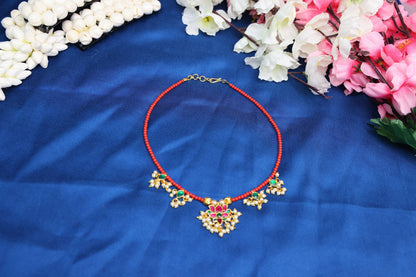 Contemporary Lotus Jadau Short Necklace