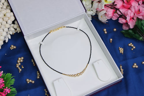 Elegant Swarovski Gradient Black Beads Short Chain 21