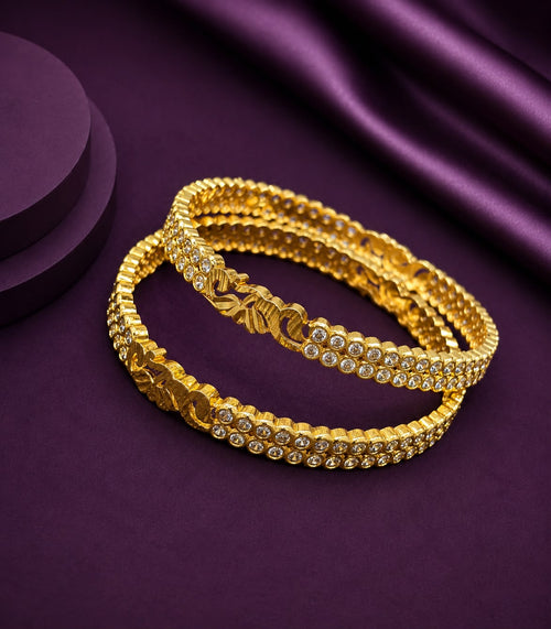 Gold replica Sparkling White Stone Bangles Set of 2