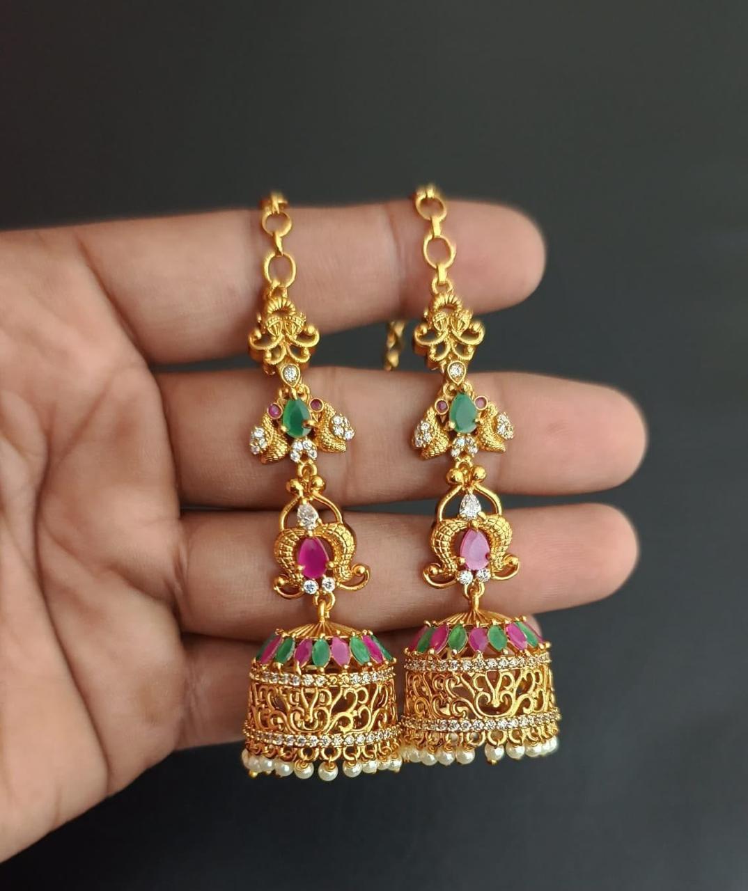 Premium Statement Earrings with attached Earchains