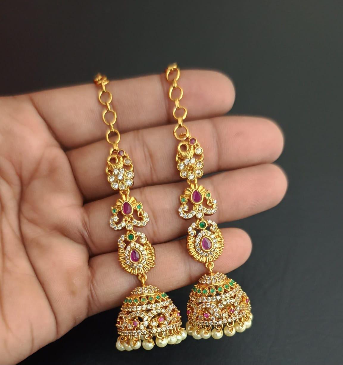 Premium Statement Earrings with attached Earchains