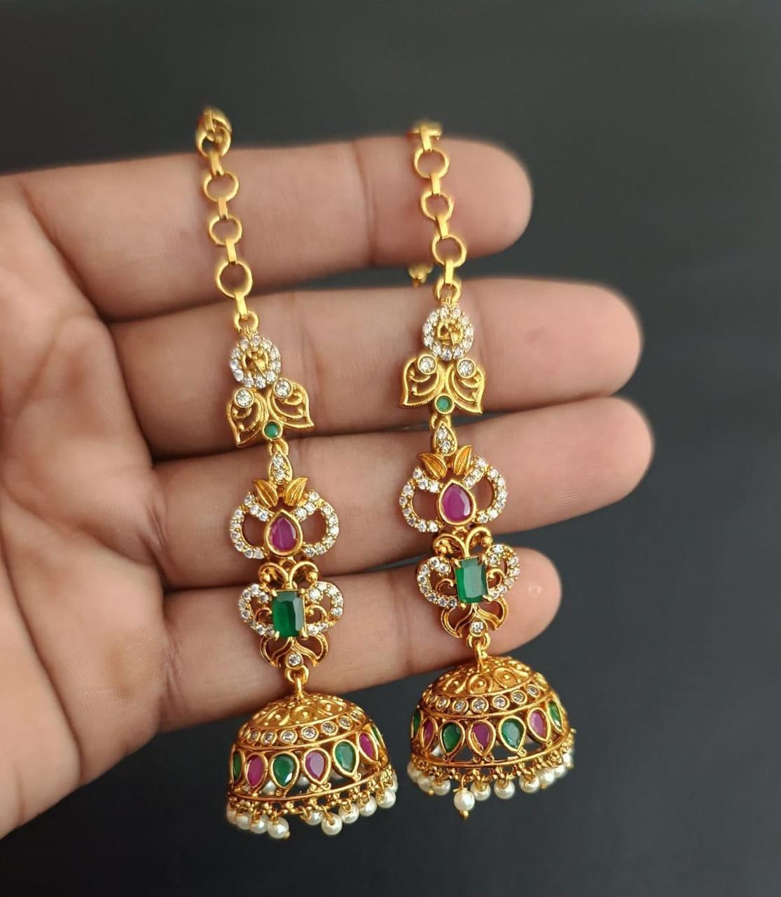 Premium Statement Earrings with attached Earchains
