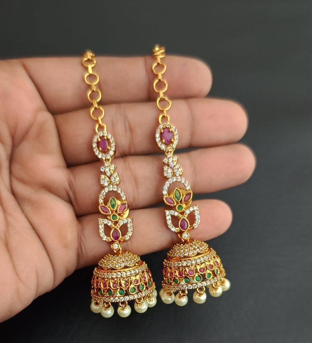 Premium Statement Earrings with attached Earchains