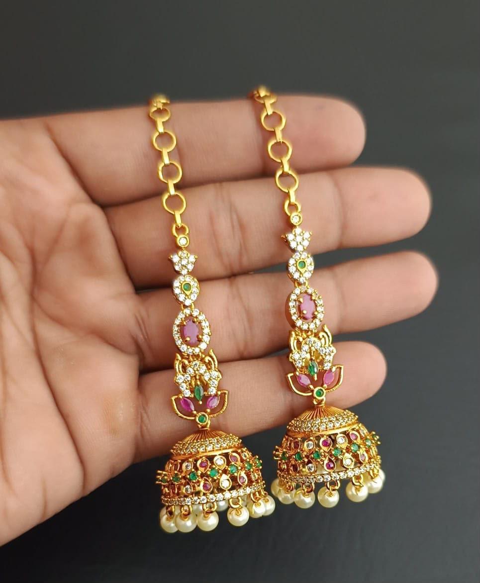 Premium Statement Earrings with attached Earchains