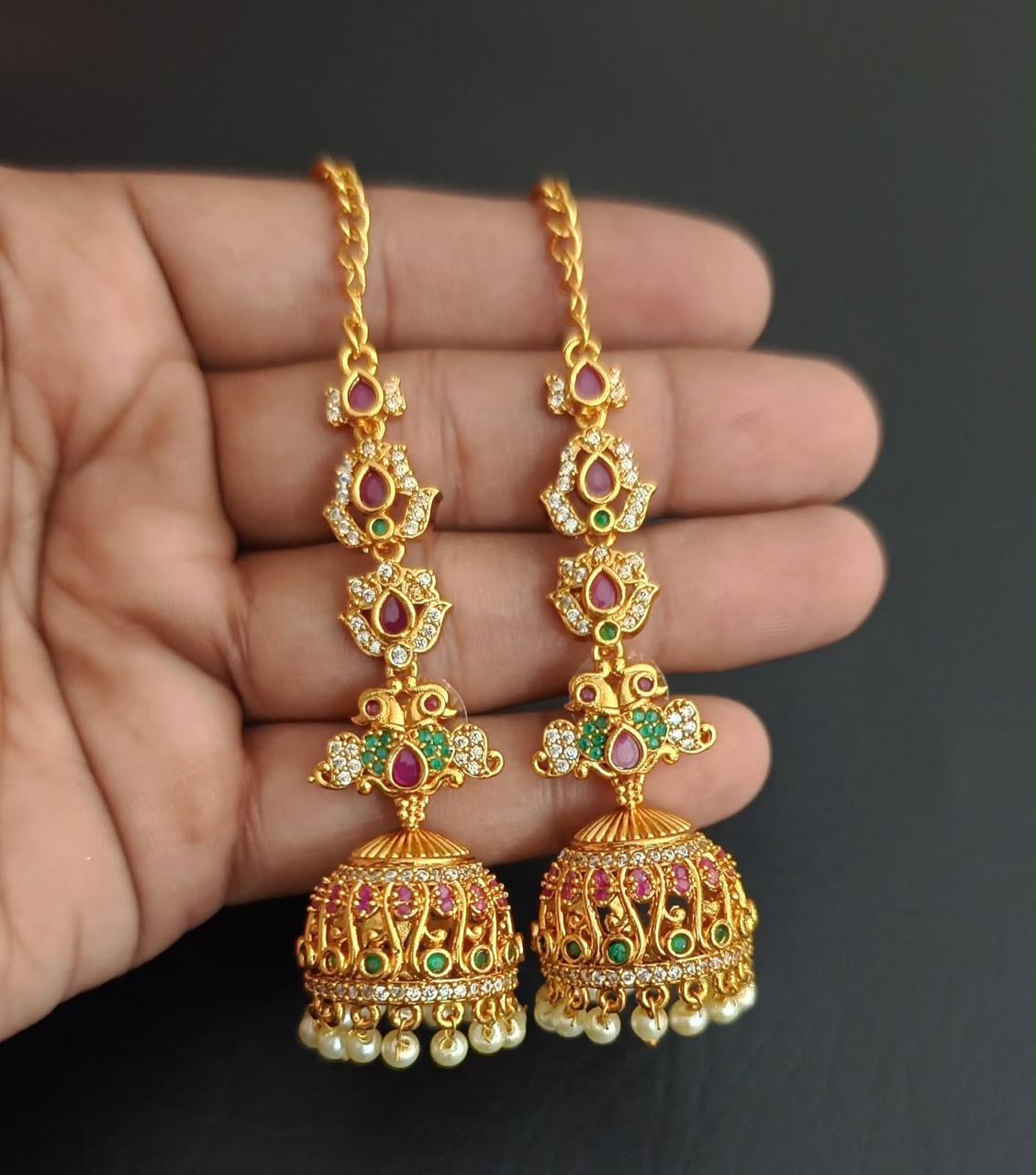 Premium Statement Earrings with attached Earchains