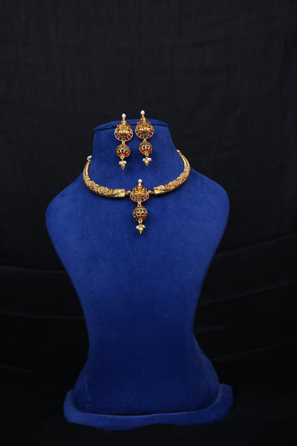 Premium nakshi kemp kante set with earrings